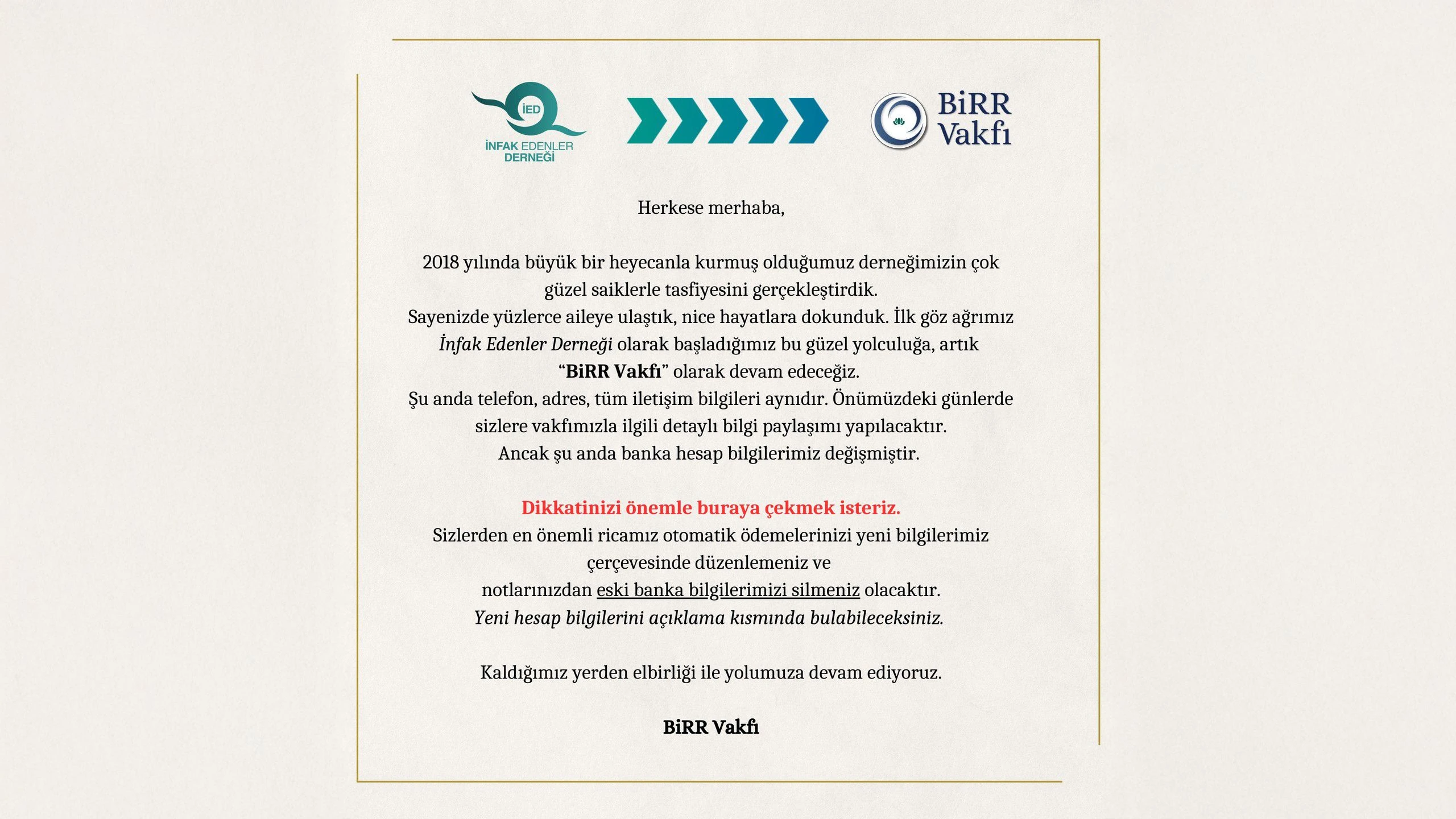 BiRR Vakfı Kuruluş Duyurusu
